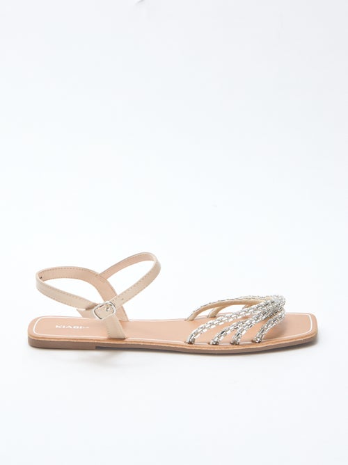 Platte sandalen met glitterbandjes - Kiabi