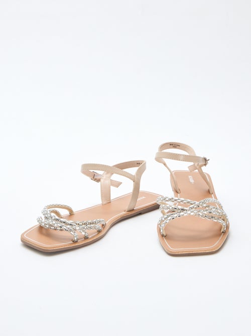 Platte sandalen met glitterbandjes - Kiabi