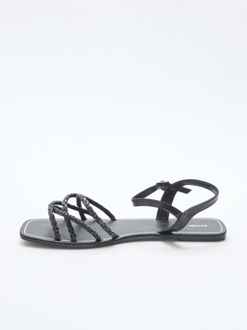 Platte sandalen met glitterbandjes - Kiabi