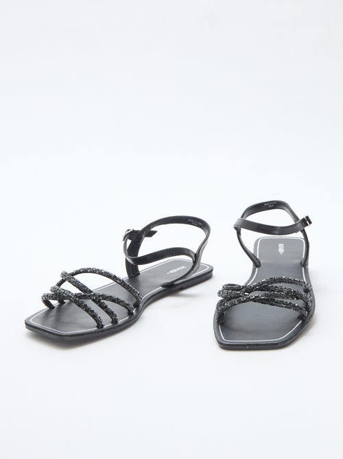 Platte sandalen met glitterbandjes - Kiabi