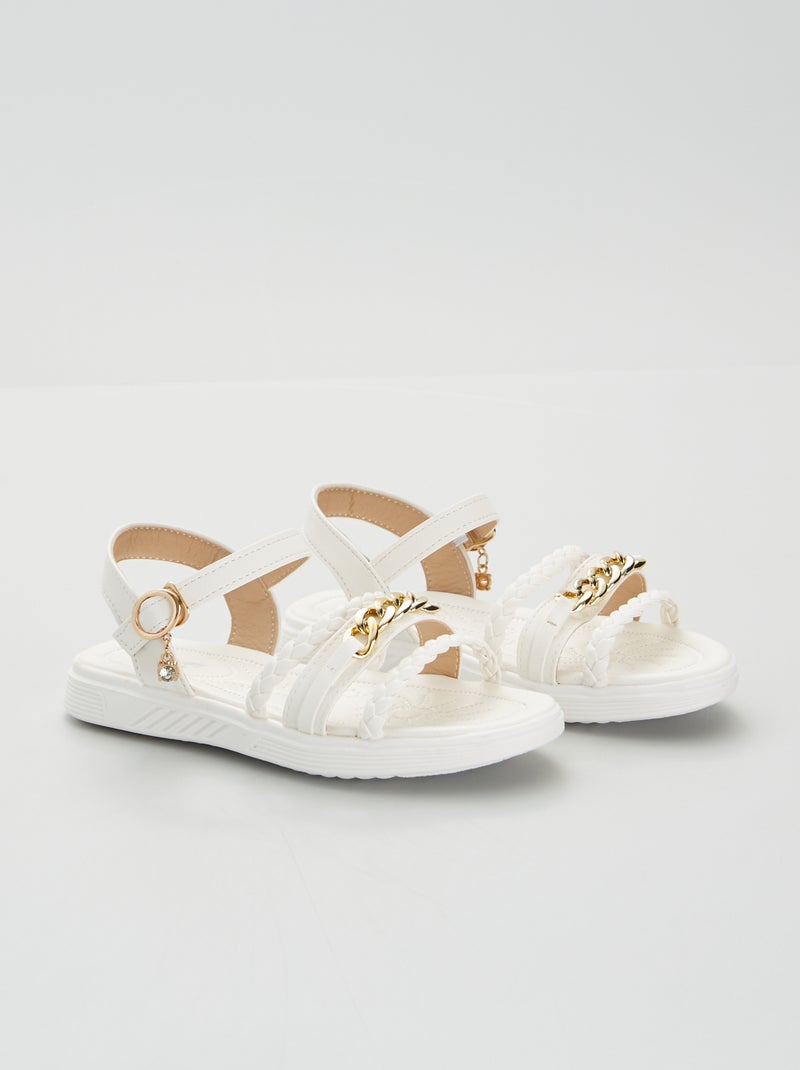 CafèNoir Stijlvolle platte sandalen met dubbel C Black Dames