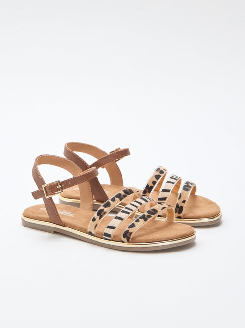 Platte sandalen met 'luipaard' bandjes - Kiabi