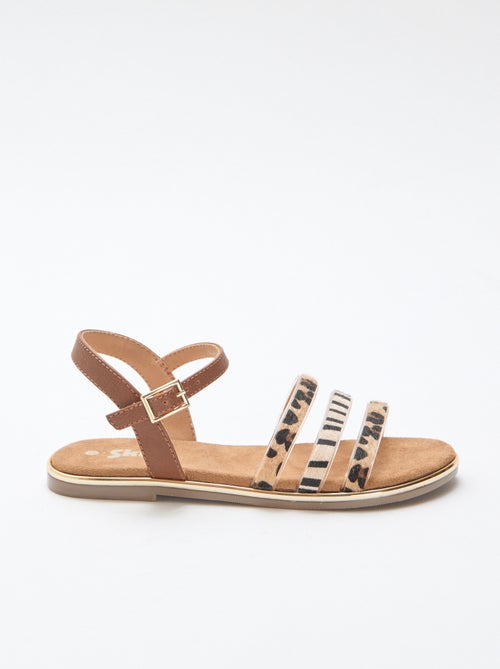 Platte sandalen met 'luipaard' bandjes - Kiabi