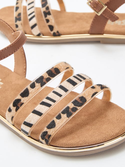 Platte sandalen met 'luipaard' bandjes - Kiabi