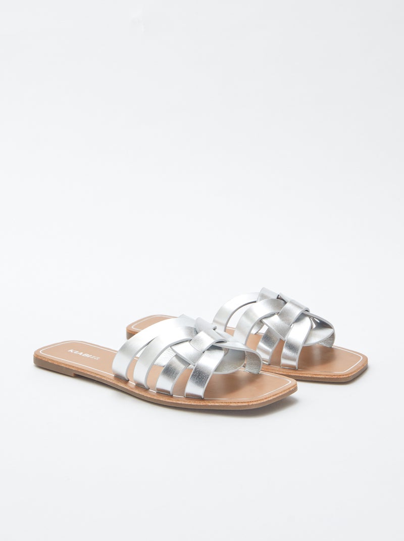 Platte sandalen met meerdere riempjes GRIJS - Kiabi