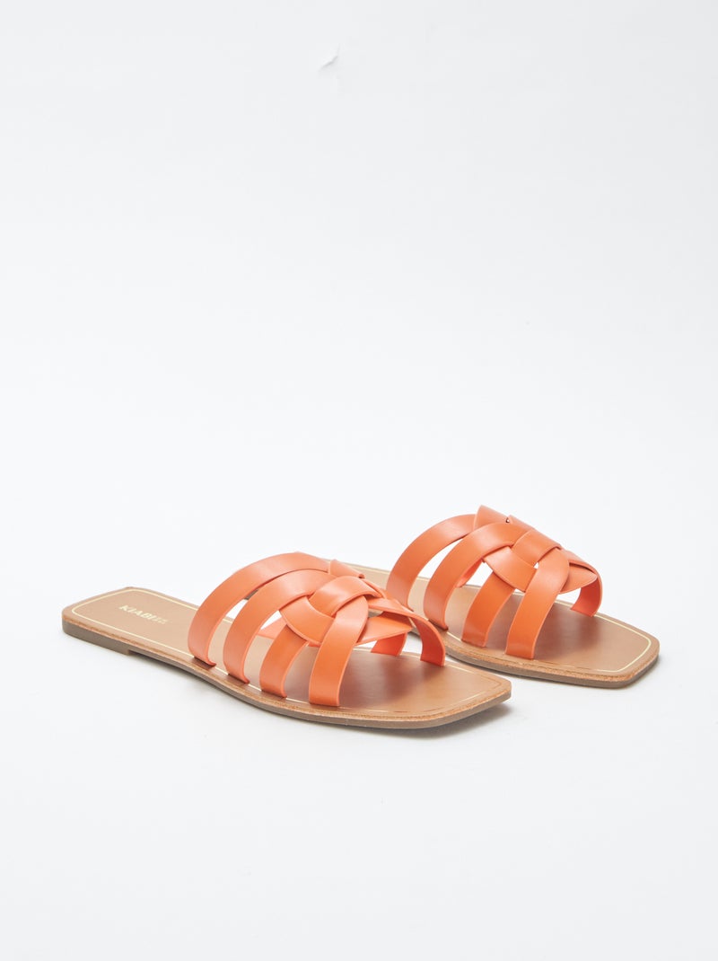 Platte sandalen met meerdere riempjes ORANJE - Kiabi
