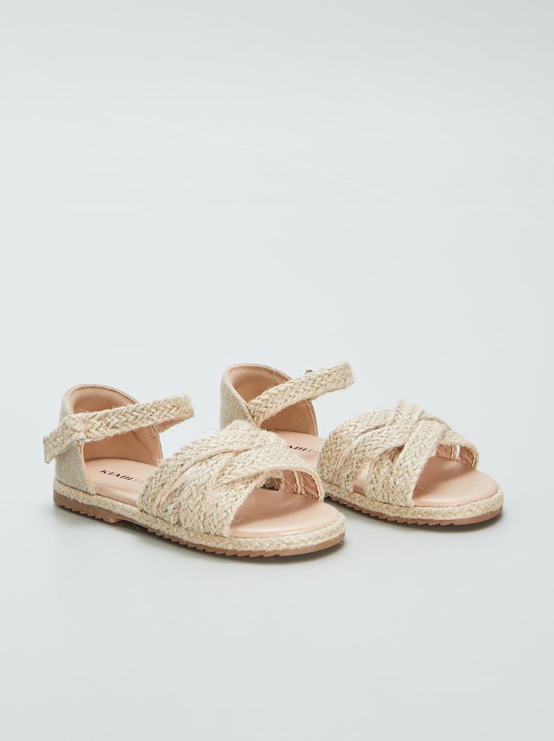 Platte sandalen met touw BIEGE - Kiabi