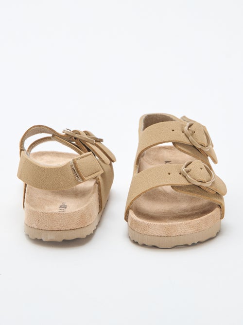 Platte sandalen met verstelbaar enkelbandje met klittenband - Kiabi