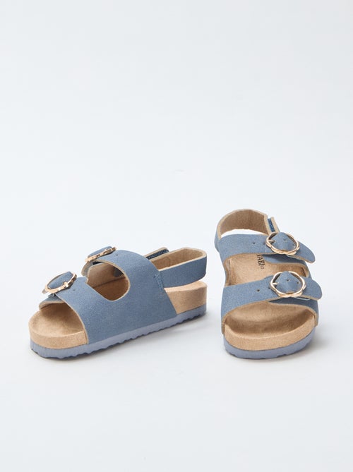 Platte sandalen met verstelbaar enkelbandje met klittenband - Kiabi