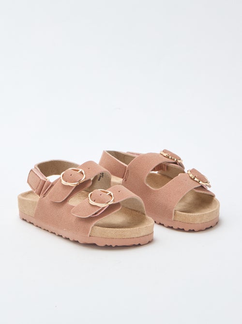 Platte sandalen met verstelbaar enkelbandje met klittenbandsluiting - Kiabi