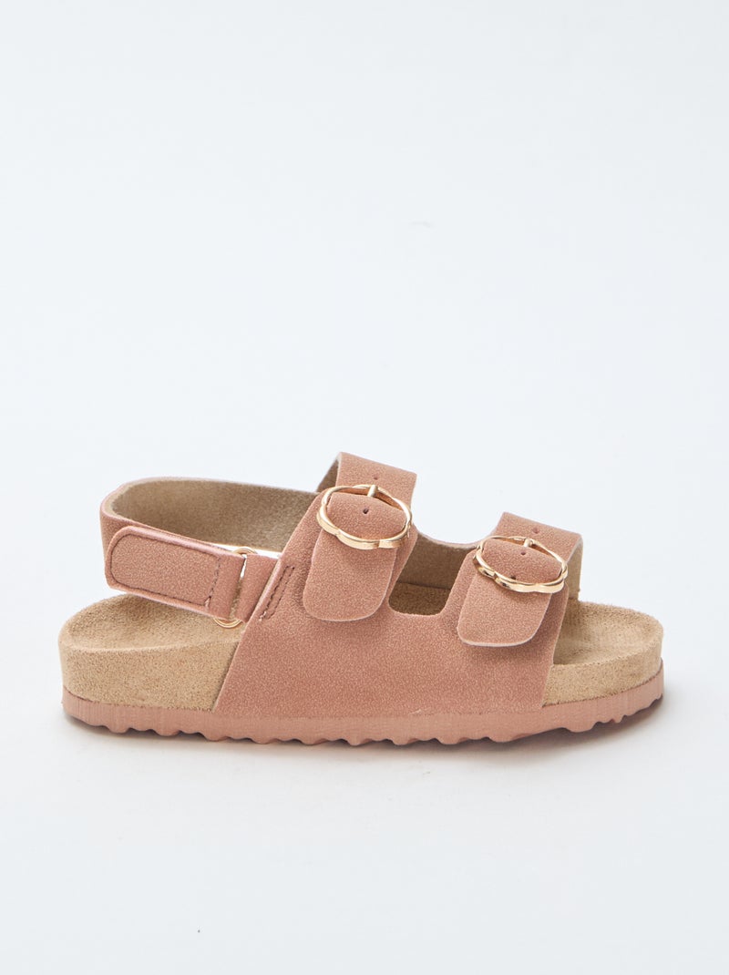 Platte sandalen met verstelbaar enkelbandje met klittenbandsluiting Rose - Kiabi