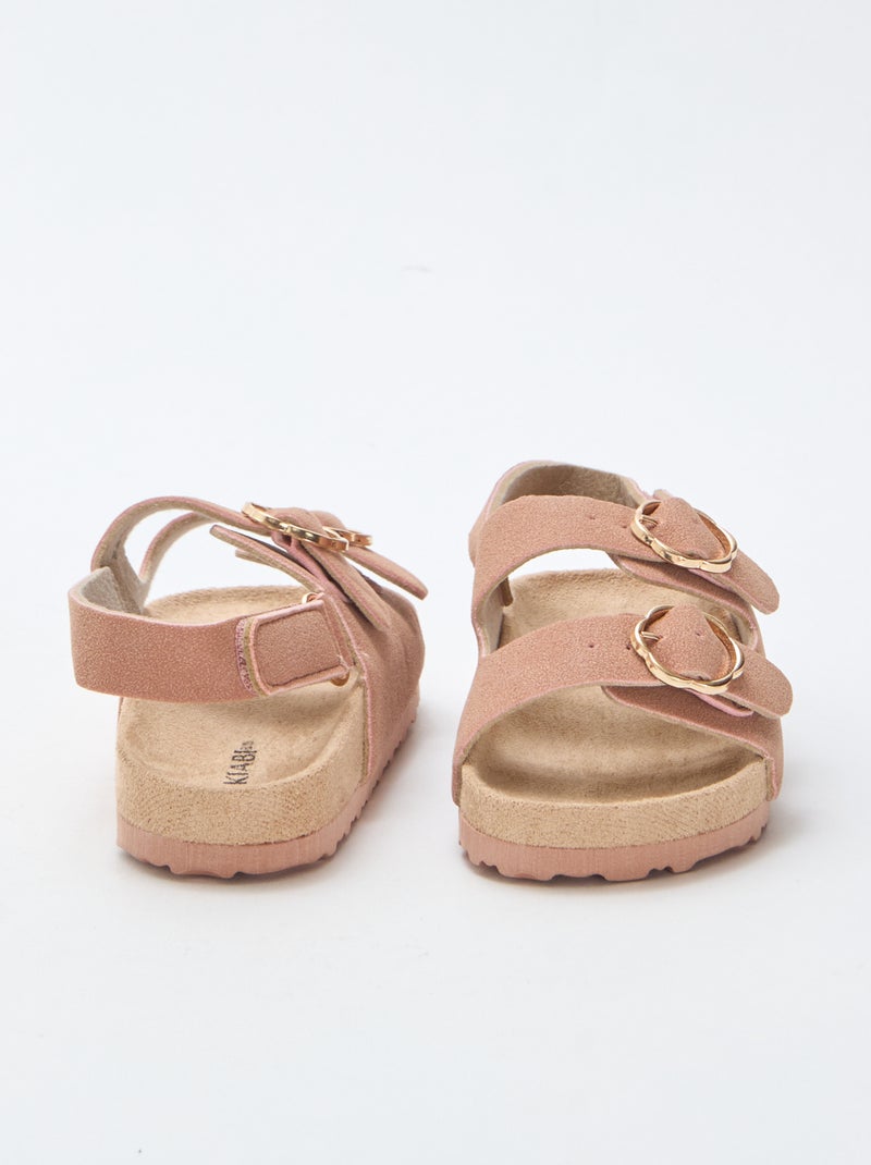 Platte sandalen met verstelbaar enkelbandje met klittenbandsluiting Rose - Kiabi