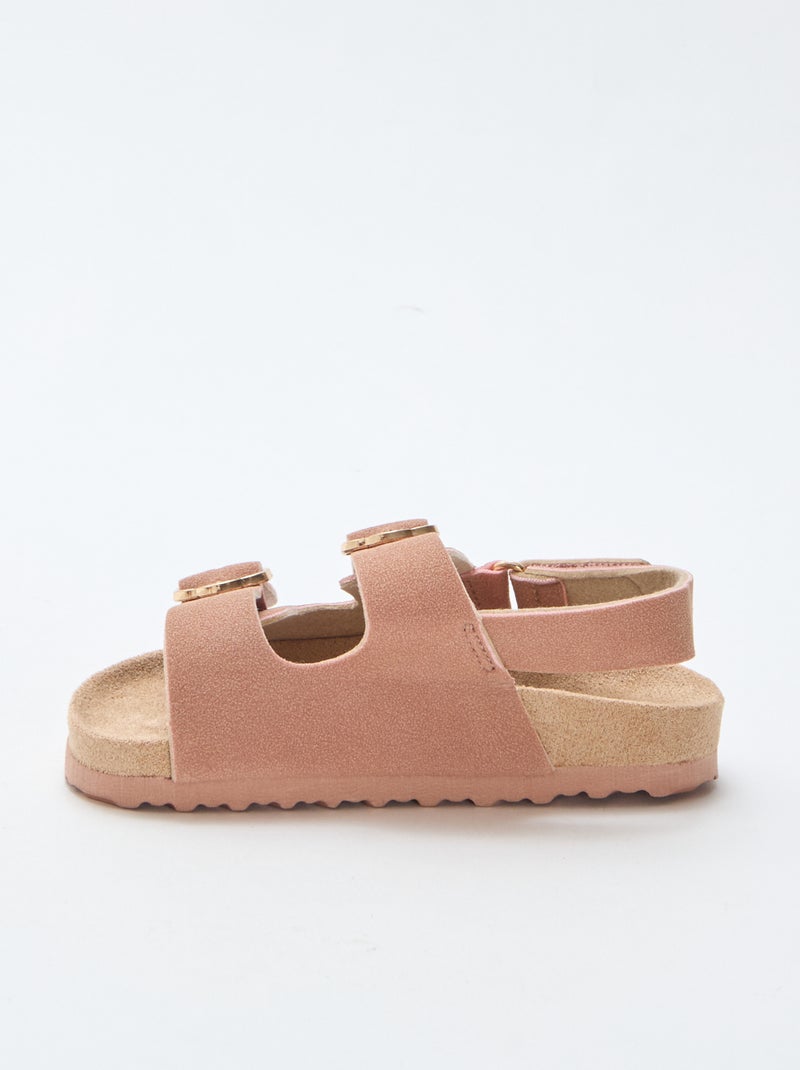 Platte sandalen met verstelbaar enkelbandje met klittenbandsluiting Rose - Kiabi