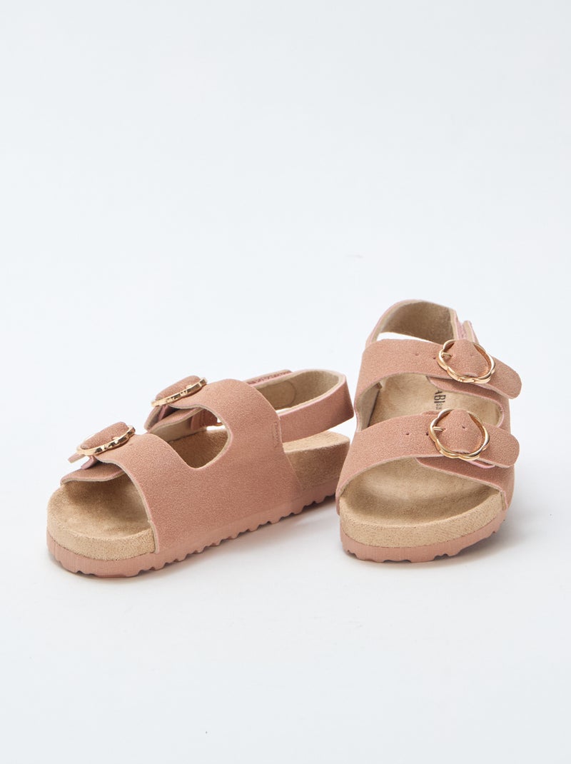 Platte sandalen met verstelbaar enkelbandje met klittenbandsluiting Rose - Kiabi