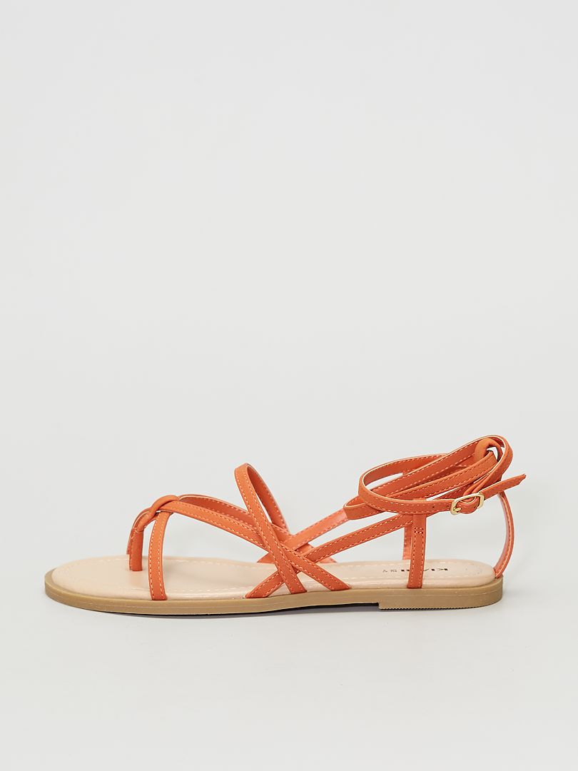 Platte sandalen oranje - Kiabi