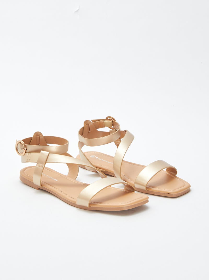 Platte sandalen van goudkleurig imitatieleer BIEGE - Kiabi