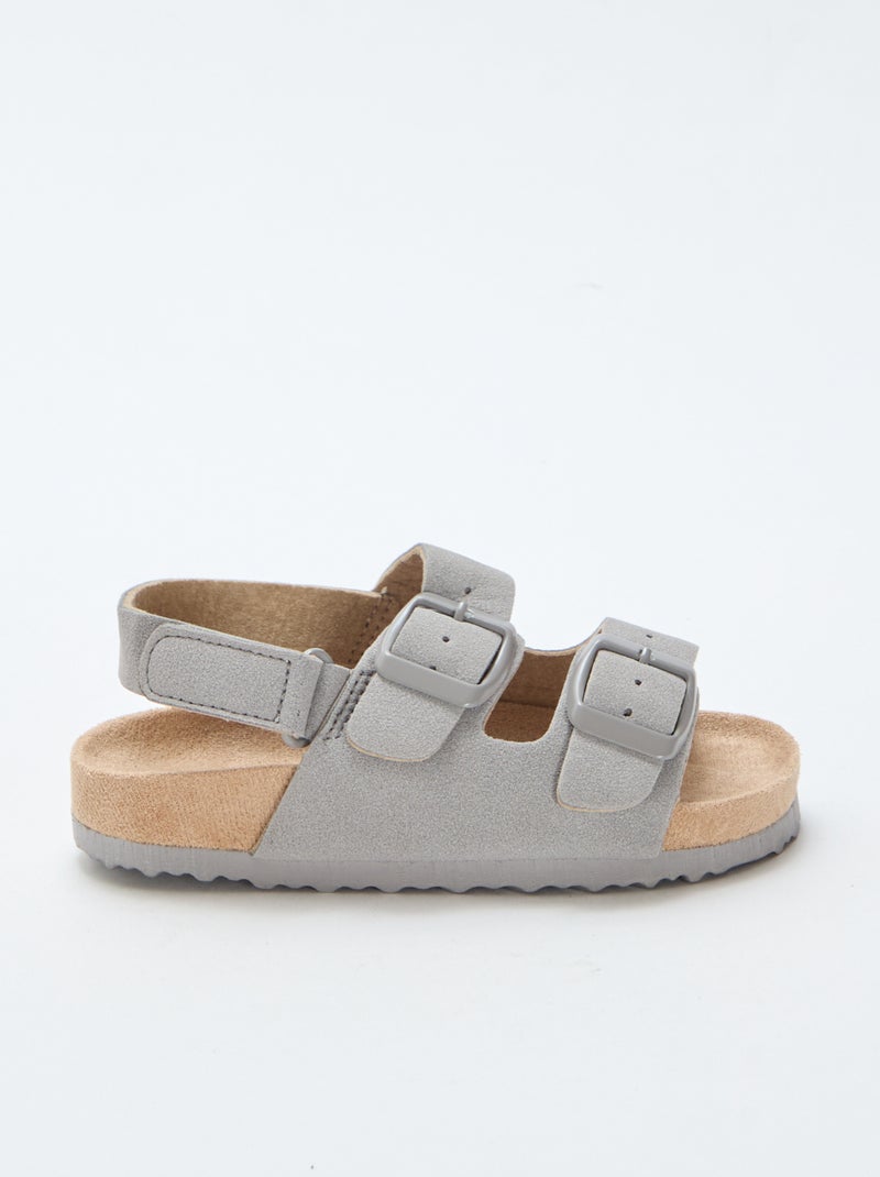 Platte sandalen van suedine Grijs - Kiabi