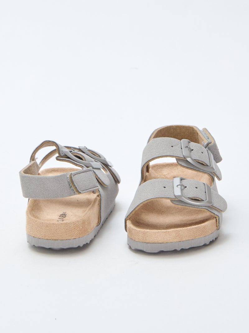 Platte sandalen van suedine Grijs - Kiabi