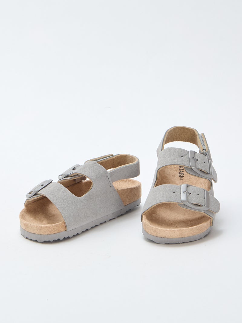 Platte sandalen van suedine Grijs - Kiabi