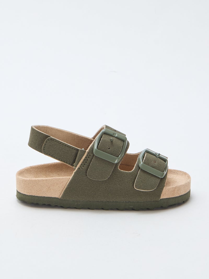 Platte sandalen van suedine Kaki - Kiabi