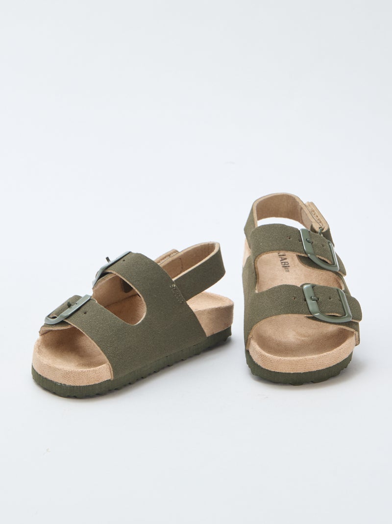 Platte sandalen van suedine Kaki - Kiabi