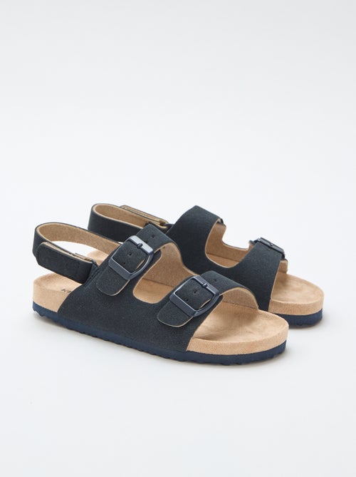 Platte sandalen van suedine met verstelbare bandjes - Kiabi