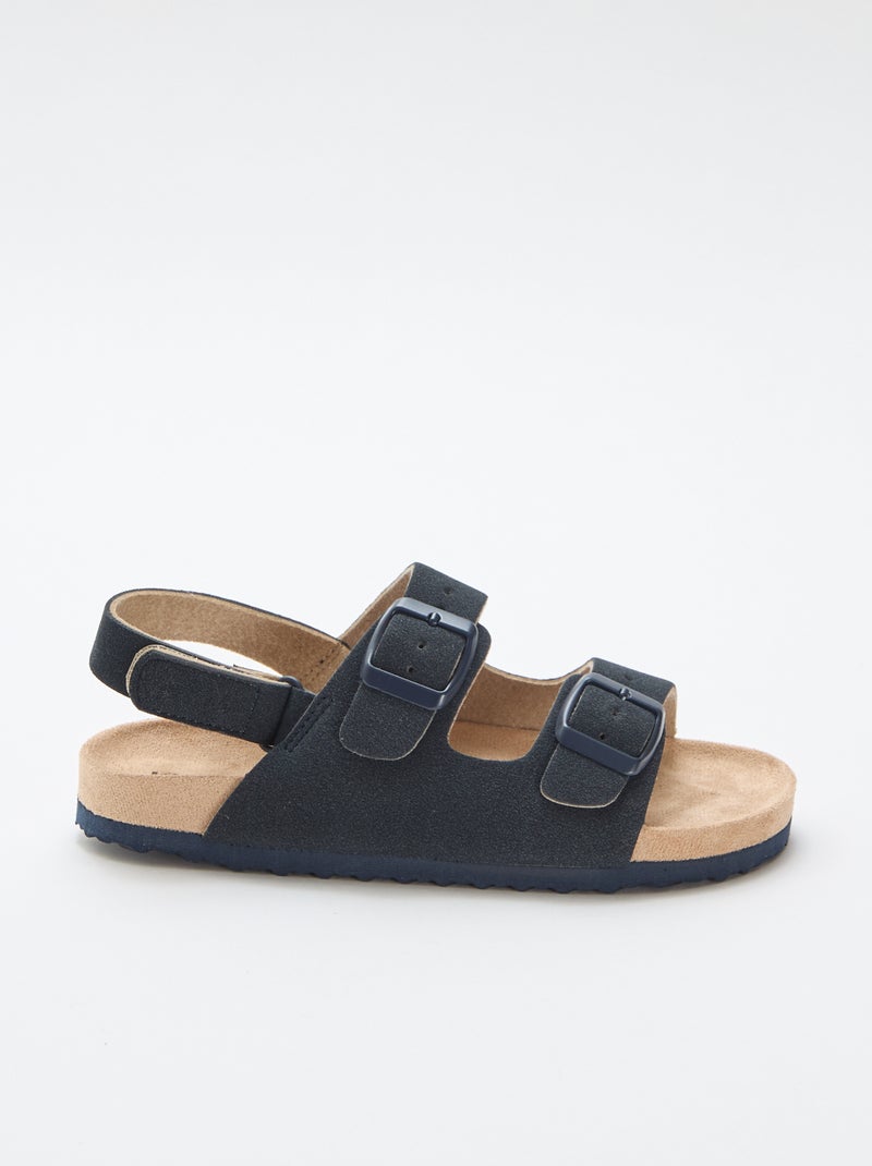 Platte sandalen van suedine met verstelbare bandjes Blauw - Kiabi