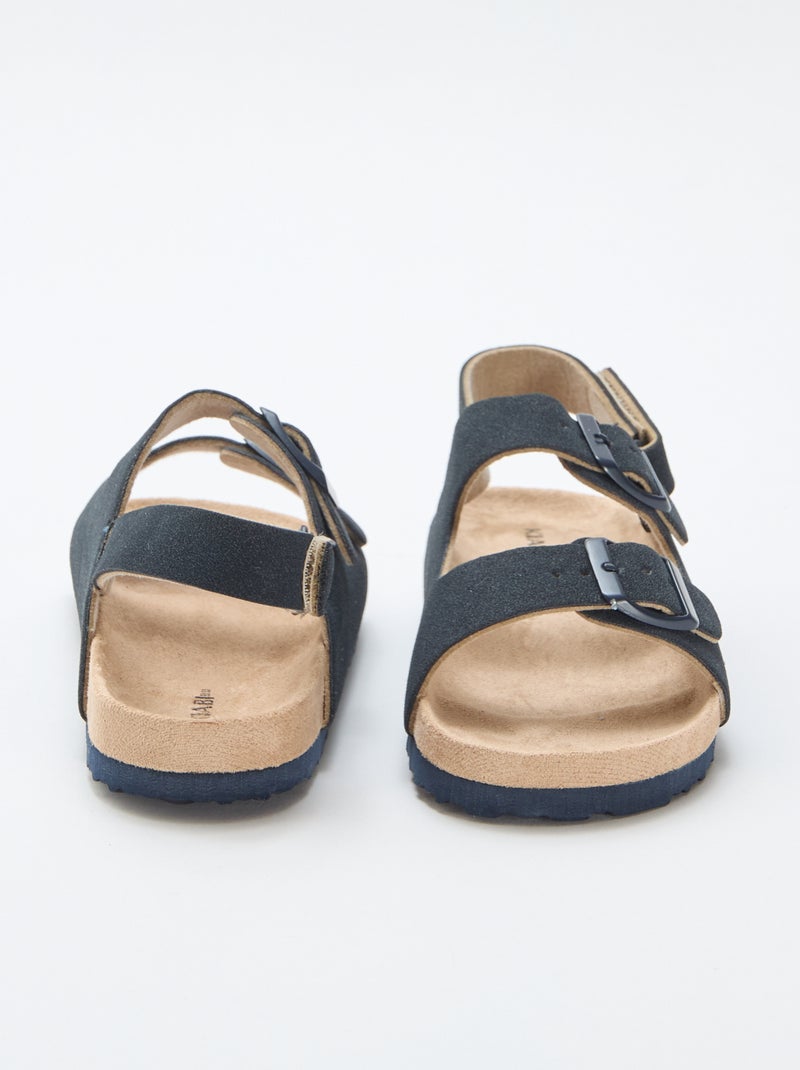 Platte sandalen van suedine met verstelbare bandjes Blauw - Kiabi
