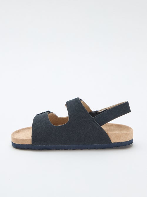 Platte sandalen van suedine met verstelbare bandjes - Kiabi