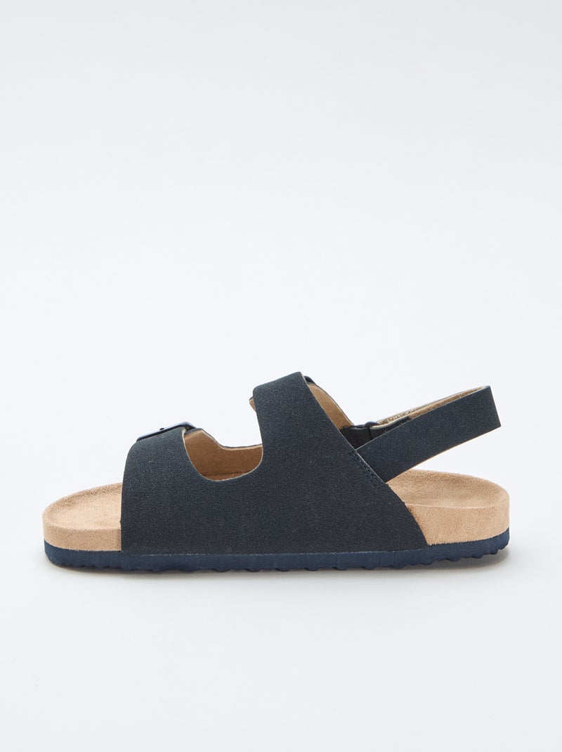 Platte sandalen van suedine met verstelbare bandjes Blauw - Kiabi