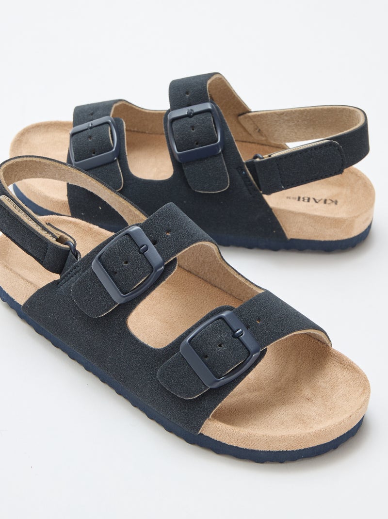 Platte sandalen van suedine met verstelbare bandjes Blauw - Kiabi