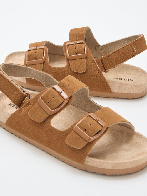 Platte sandalen van suedine met verstelbare bandjes - Kiabi
