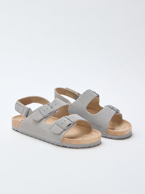 Platte sandalen van suedine met verstelbare bandjes - Kiabi