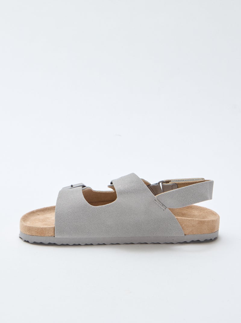 Platte sandalen van suedine met verstelbare bandjes Grijs - Kiabi