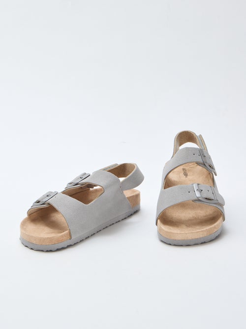 Platte sandalen van suedine met verstelbare bandjes - Kiabi