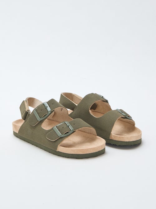 Platte sandalen van suedine met verstelbare bandjes - Kiabi