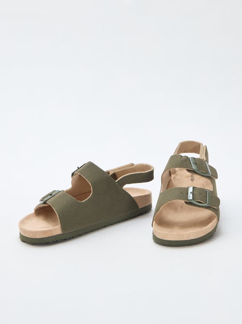 Platte sandalen van suedine met verstelbare bandjes - Kiabi