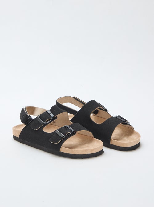 Platte sandalen van suedine met verstelbare bandjes - Kiabi