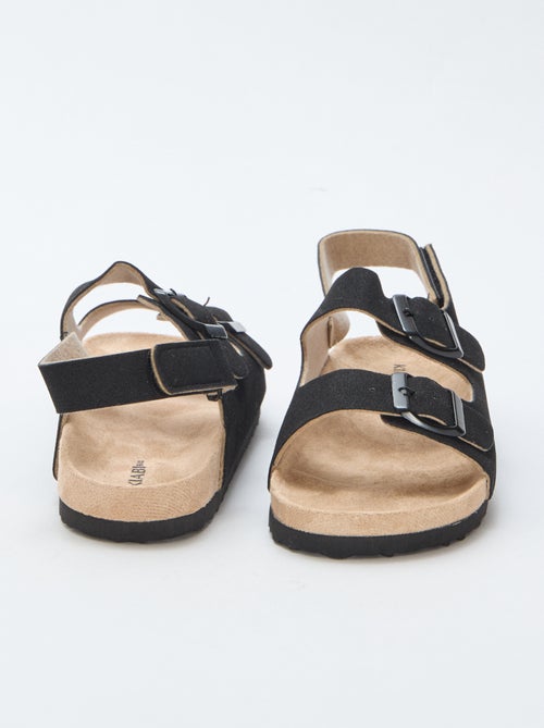 Platte sandalen van suedine met verstelbare bandjes - Kiabi