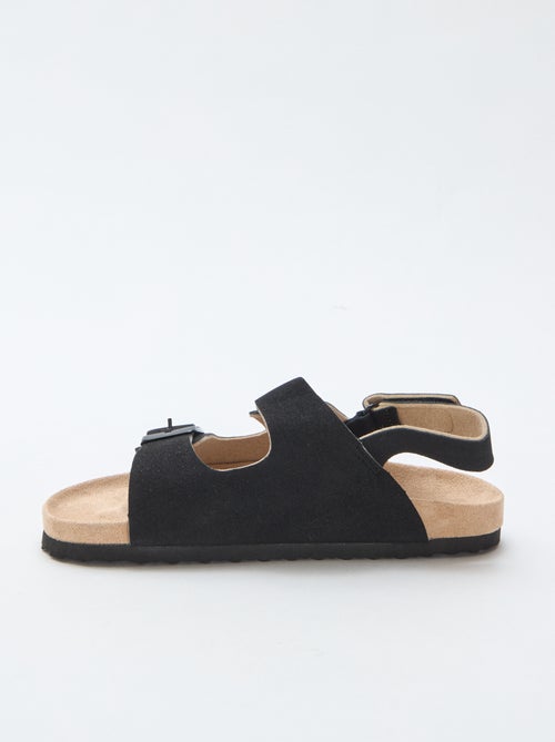 Platte sandalen van suedine met verstelbare bandjes - Kiabi