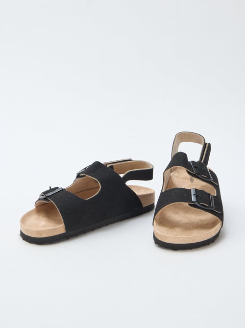 Platte sandalen van suedine met verstelbare bandjes - Kiabi