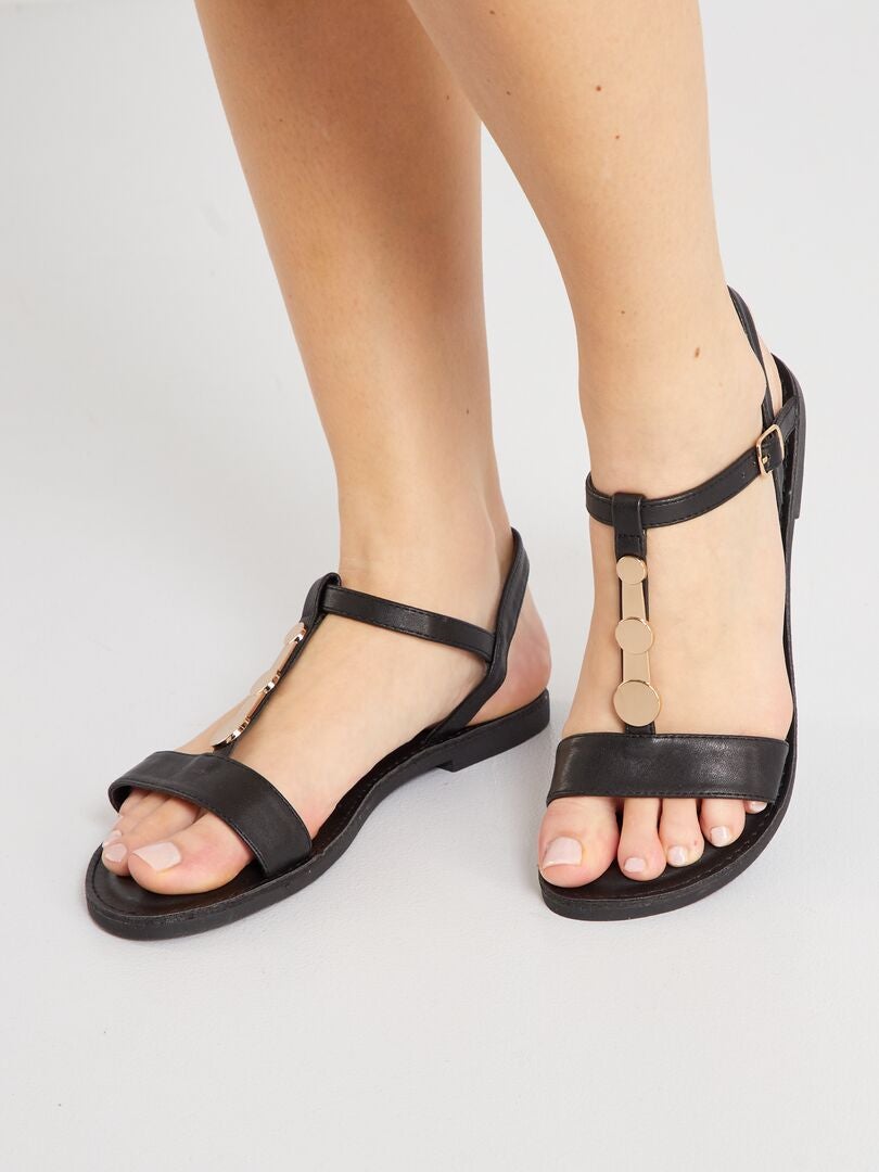 Platte sandalen zwart - Kiabi