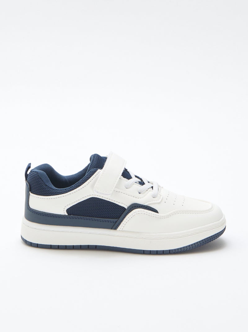 Platte sneaker met contrasterende tweekleurige klittenbandsluiting Blauw - Kiabi