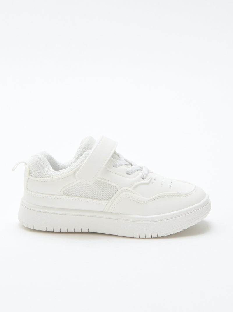 Platte sneaker met klittenband uni Wit - Kiabi