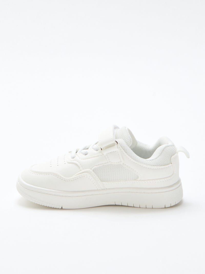Platte sneaker met klittenband uni Wit - Kiabi
