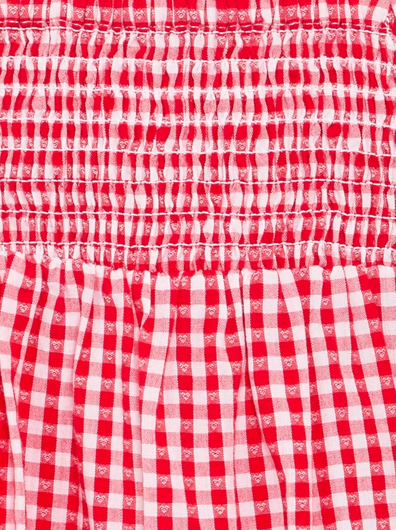 Playsuit met Vichyprint en ruches Rood - Kiabi