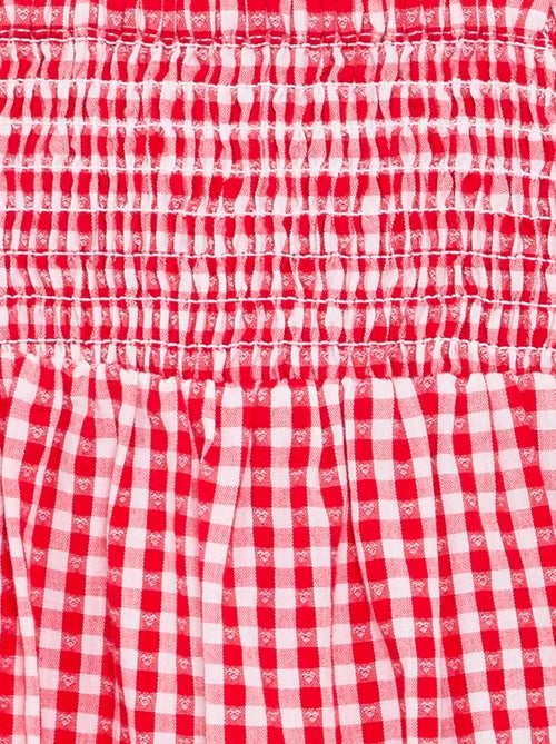Playsuit met Vichyprint en ruches - Kiabi