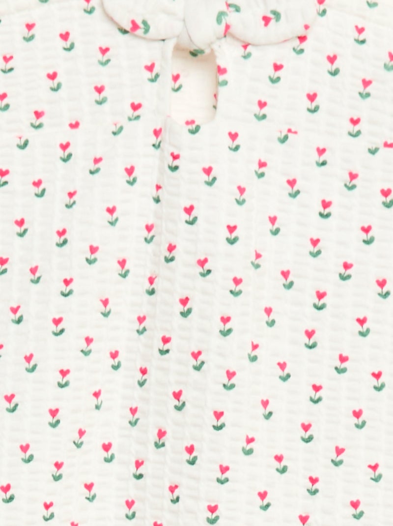 Playsuit van gewafelde stof met motief Wit - Kiabi