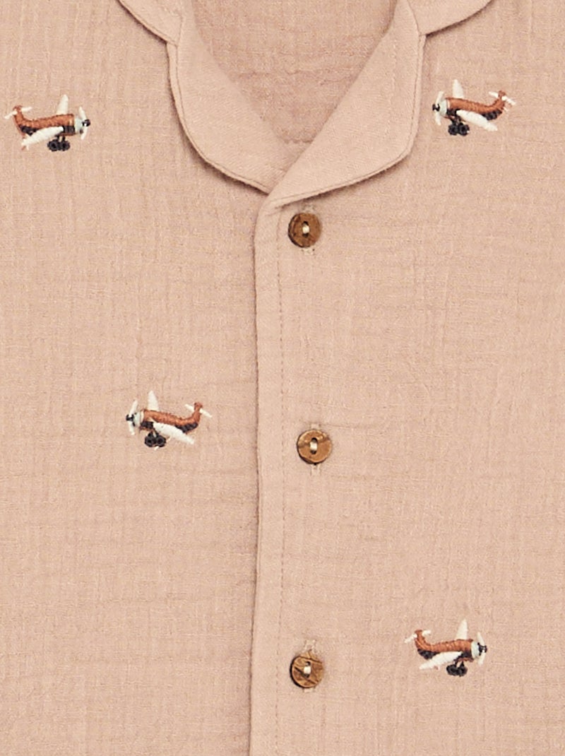 Plumetis blouse van katoengaas Bruin - Kiabi