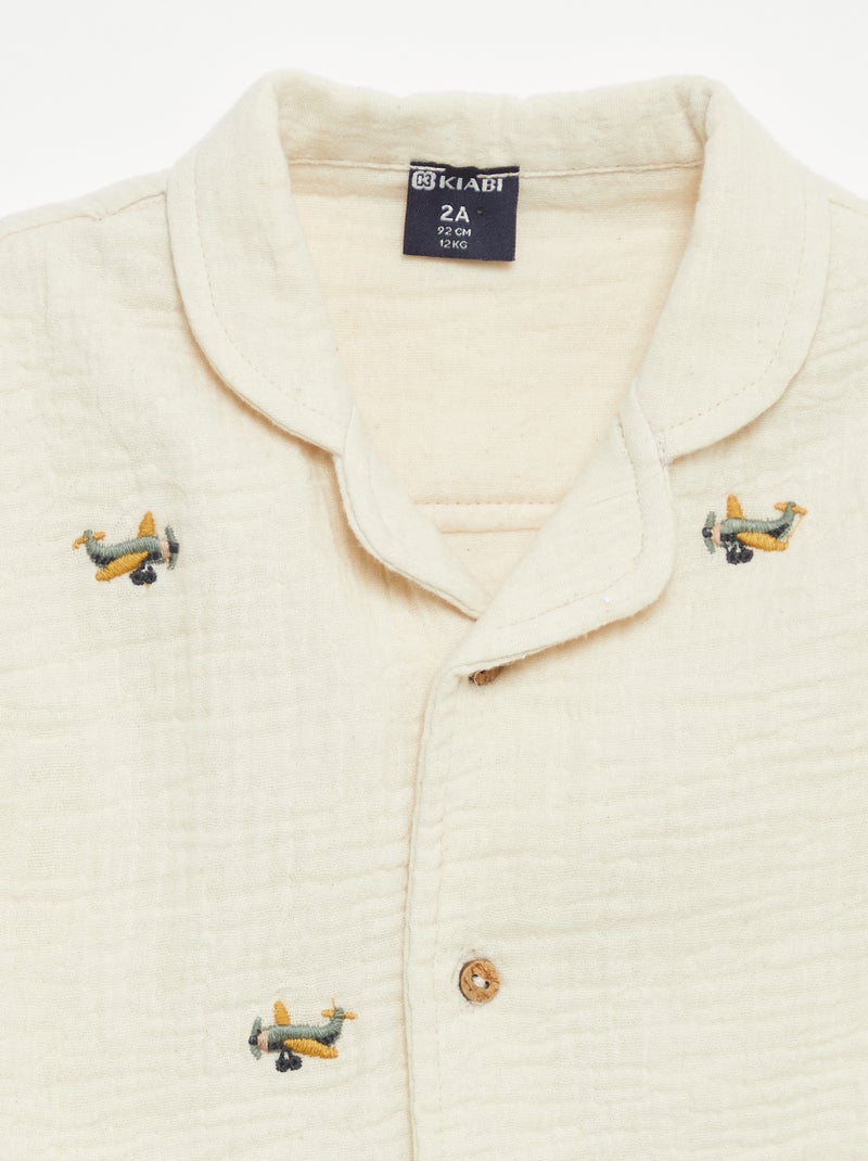 Plumetis blouse van katoengaas Wit - Kiabi